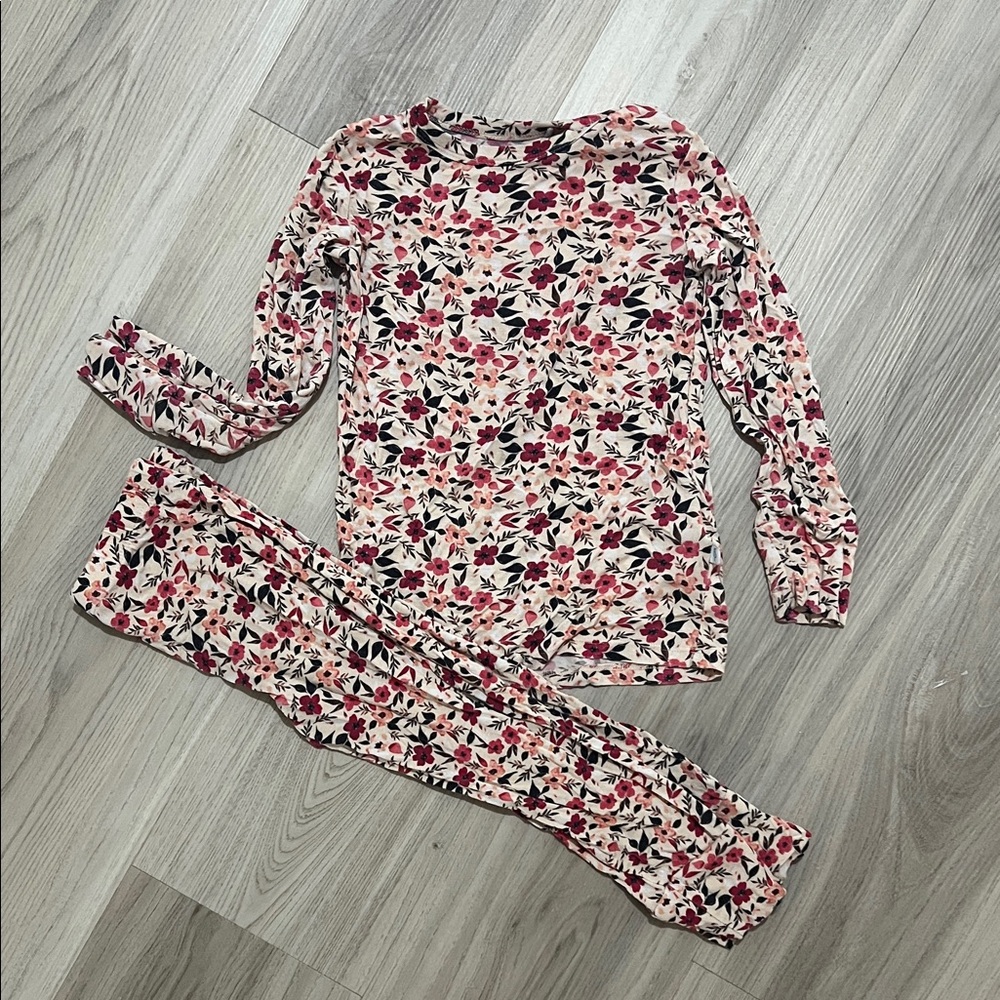Posh Peanut Floral Pajama Set - Pink, Burgundy, Black